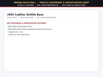 1993 Cadillac Deville Base