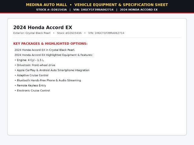 2024 Honda Accord Sedan EX