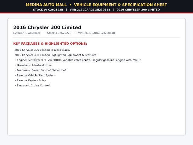 2016 Chrysler 300 Anniversary Edition