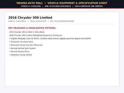 2016 Chrysler 300 Anniversary Edition