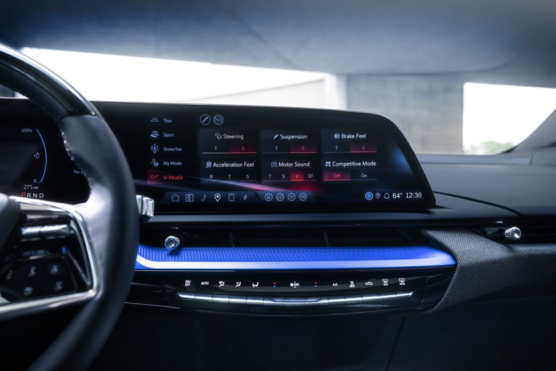 The 2026 OPTIQ-V Display Screen Displaying the V-Mode Settings | Medina Cadillac in MEDINA OH